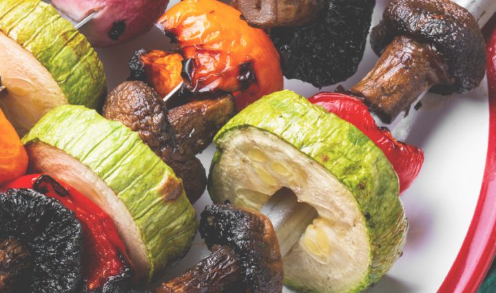 carnivore vs vegan diet - vegan skewers and wine