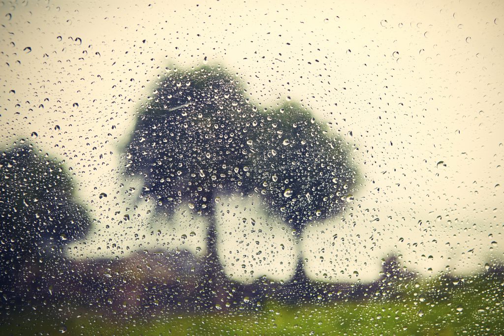 tips for camping in the rain - rain on tent window