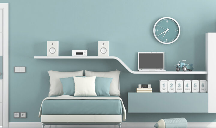 tween bedroom ideas - blue walls, white furniture create more space in your bedroom