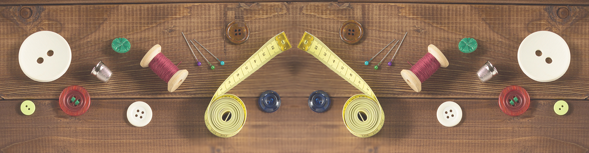 sewing equipment on a wooden surface